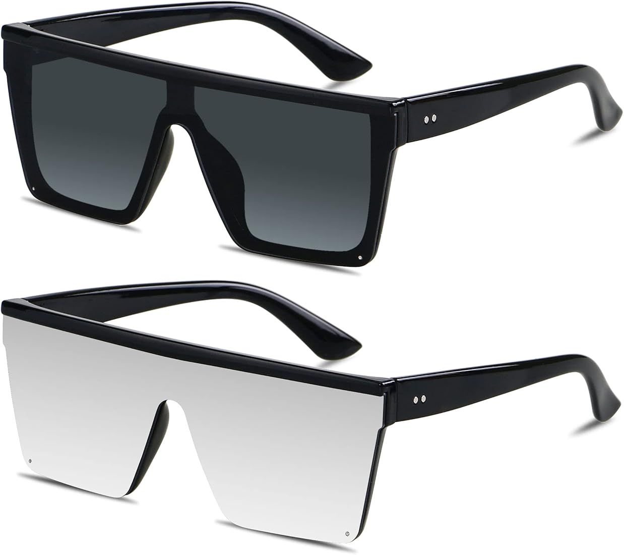 LYZOIT Square Oversized Sunglasses for Women Men Big Flat Top Fashion Shield Large UV Protection ... | Amazon (US)