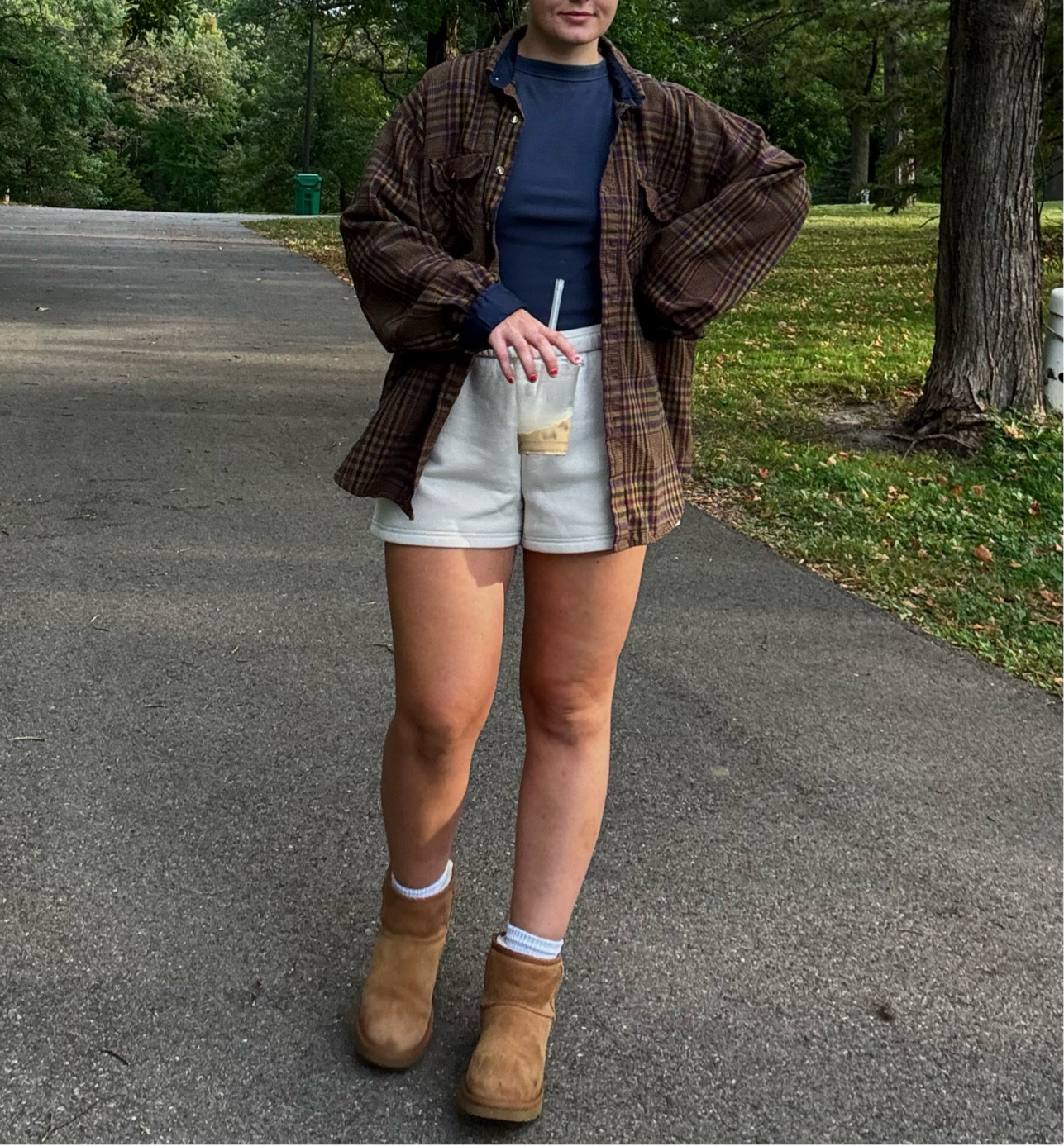 walk outfit 🤎 flannel is thrifted but I linked similar! mediums in everythingg