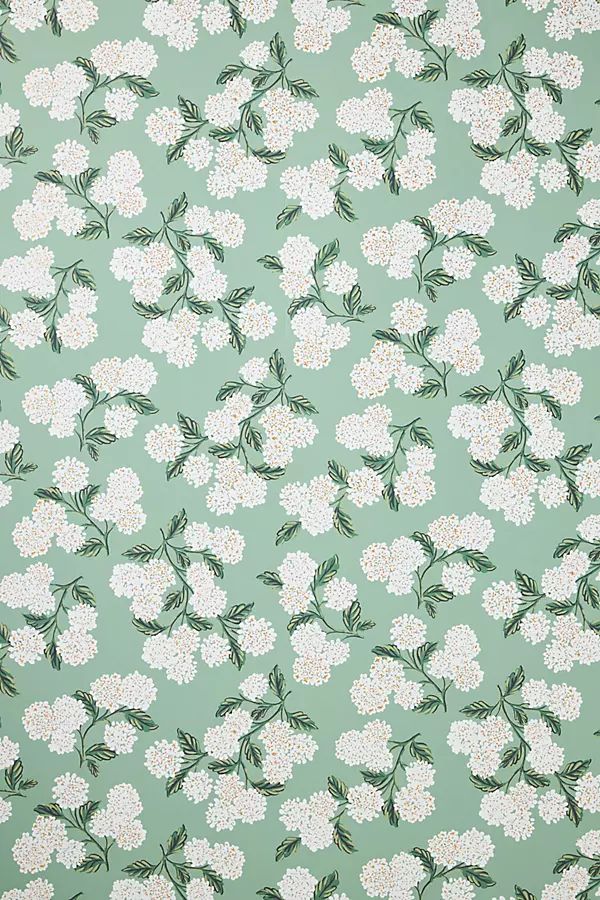 Rifle Paper Co. Hydrangea Wallpaper By Rifle Paper Co. in Green | Anthropologie (US)