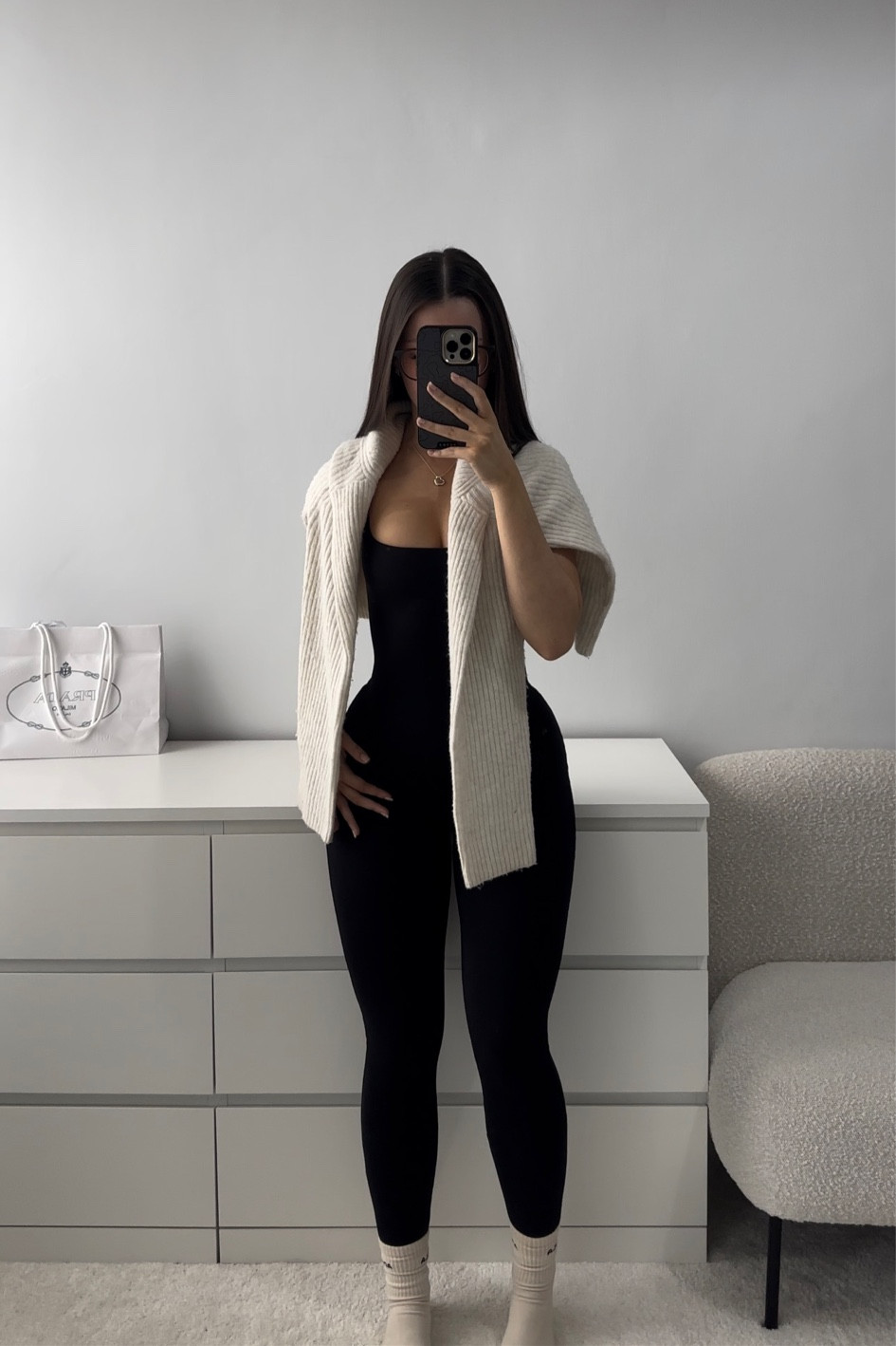 Black jumpsuit, Cream knit jumper, Winter Socks, Black Unitard, All In One, Sweater, Casual Outfit, Cosy Outfit 

#LTKfit #LTKstyletip #LTKFind