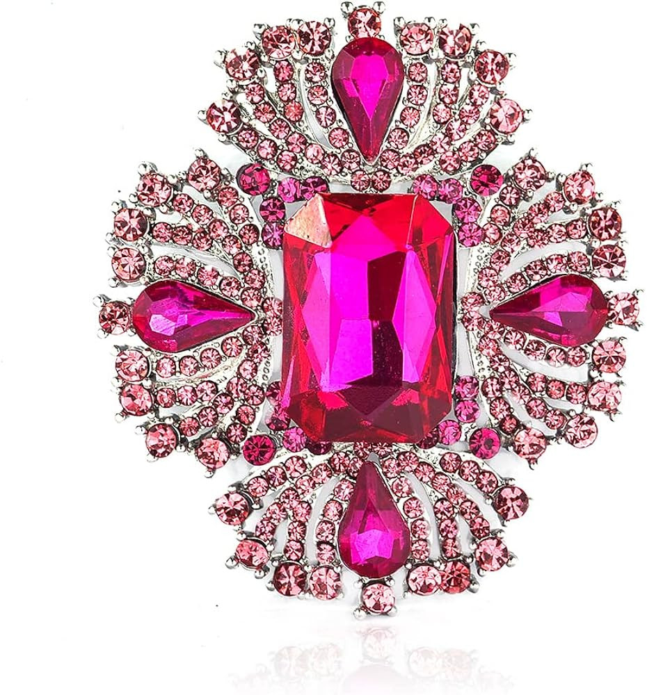 YOQUCOL Vintage Austrian Crystal Rhinestone Flowers Shaped Brooch Pin for Women Girls Lapel Pin f... | Amazon (US)