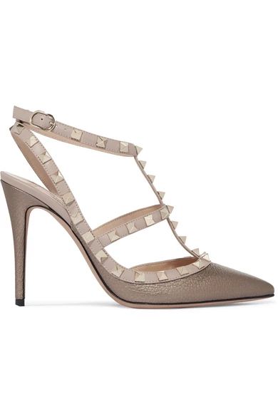 Valentino - Rockstud Metallic Textured-leather Pumps - Bronze | NET-A-PORTER (US)