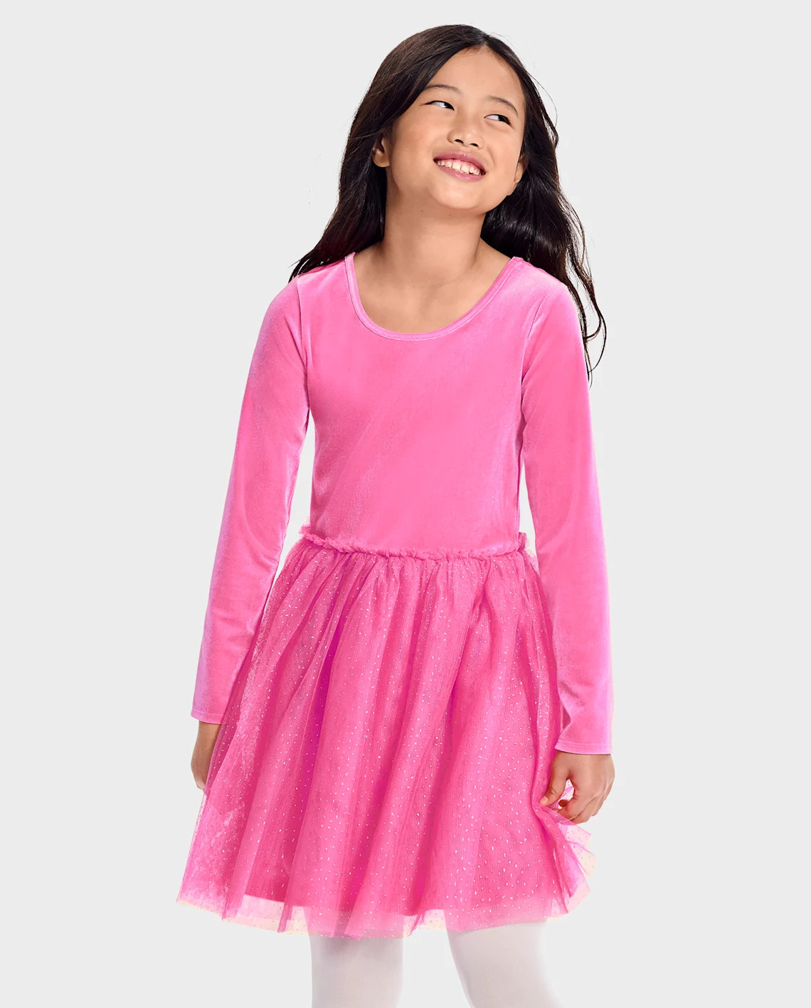 Girls Cross Back Glitter Velour Tutu Dress - pink | The Children's Place