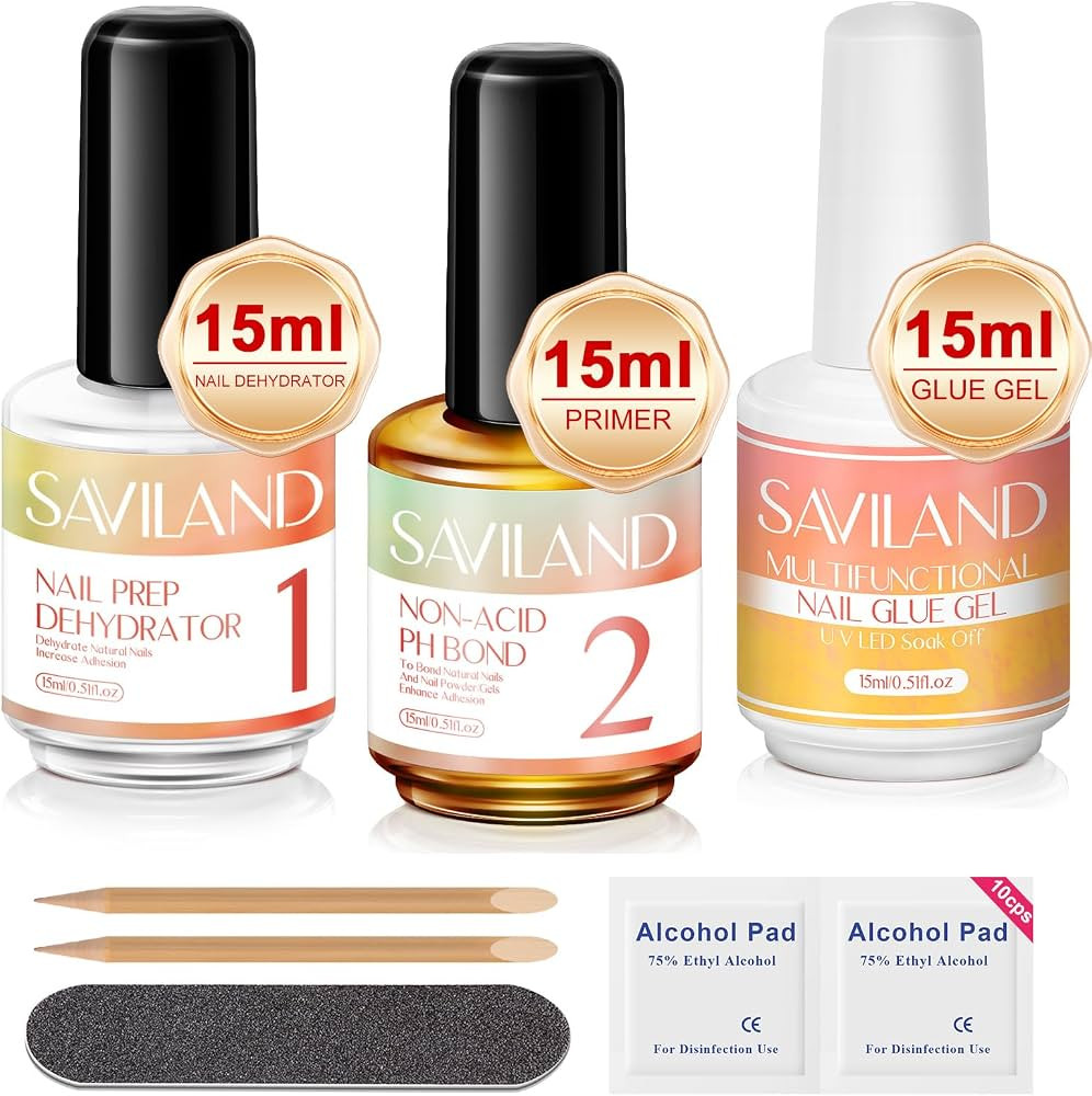 SAVILAND Gel X Nail Glue Nail Dehydrator and Primer: 15ml Nail Prep Gel X Super Strong 6 in 1 Nai... | Amazon (US)