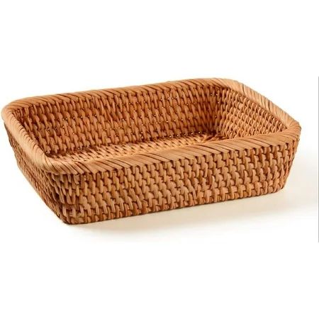 Handmade Rectangle Rattan Fruit Basket 9.1 Inch Handwoven Basket Bowl Serving Food Tray Storage Orga | Walmart (US)
