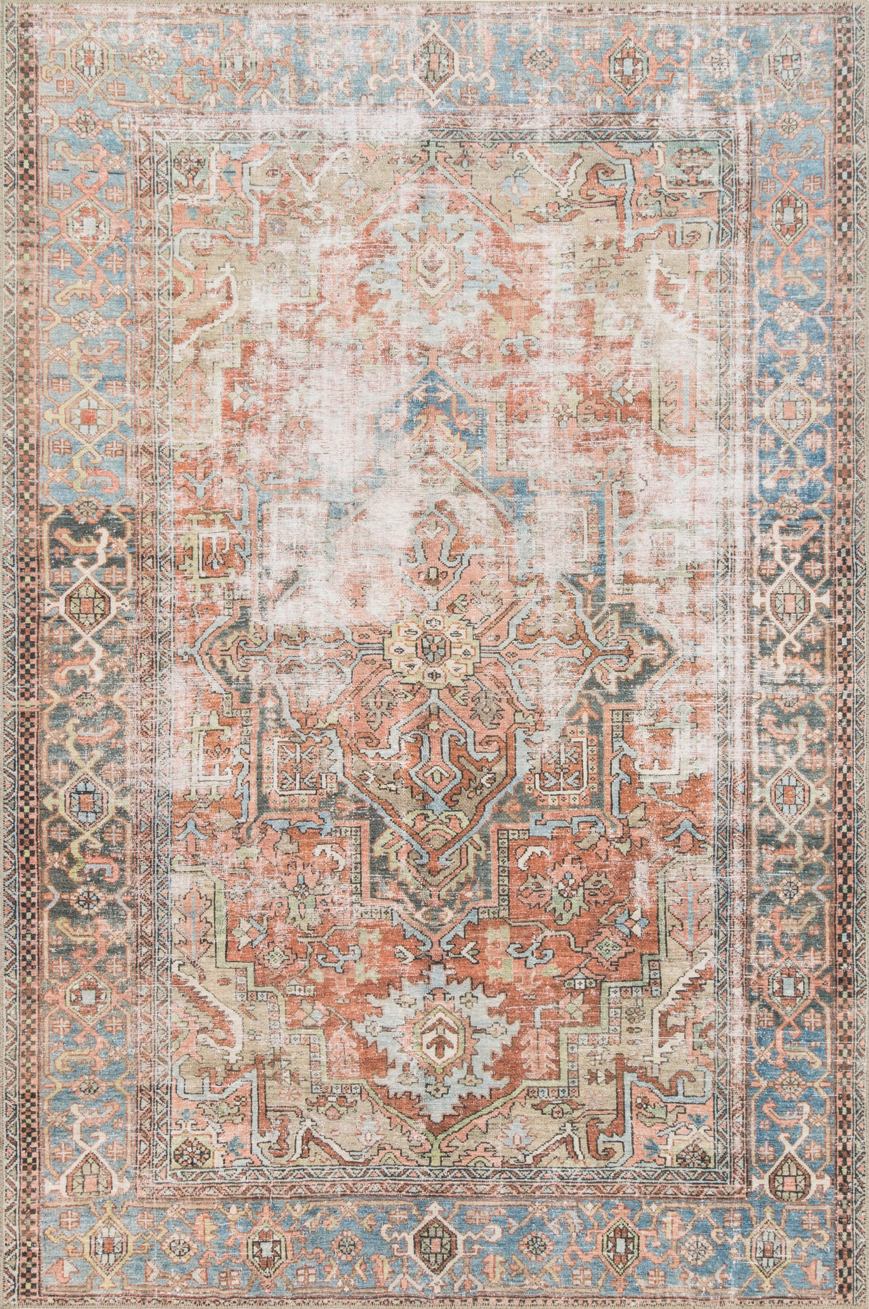 Loloi II Loren Collection Lq-15 Terracotta / Sky Oriental Area Rug 1'6" X 1'6" Sample Swatch - Wa... | Walmart (US)