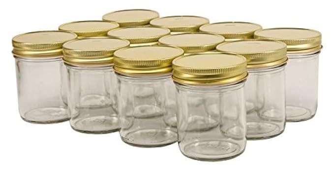 North Mountain Supply 8 Ounce Glass Straight Sided Regular Mouth Mason Canning Jars - With Gold Safe | Amazon (US)