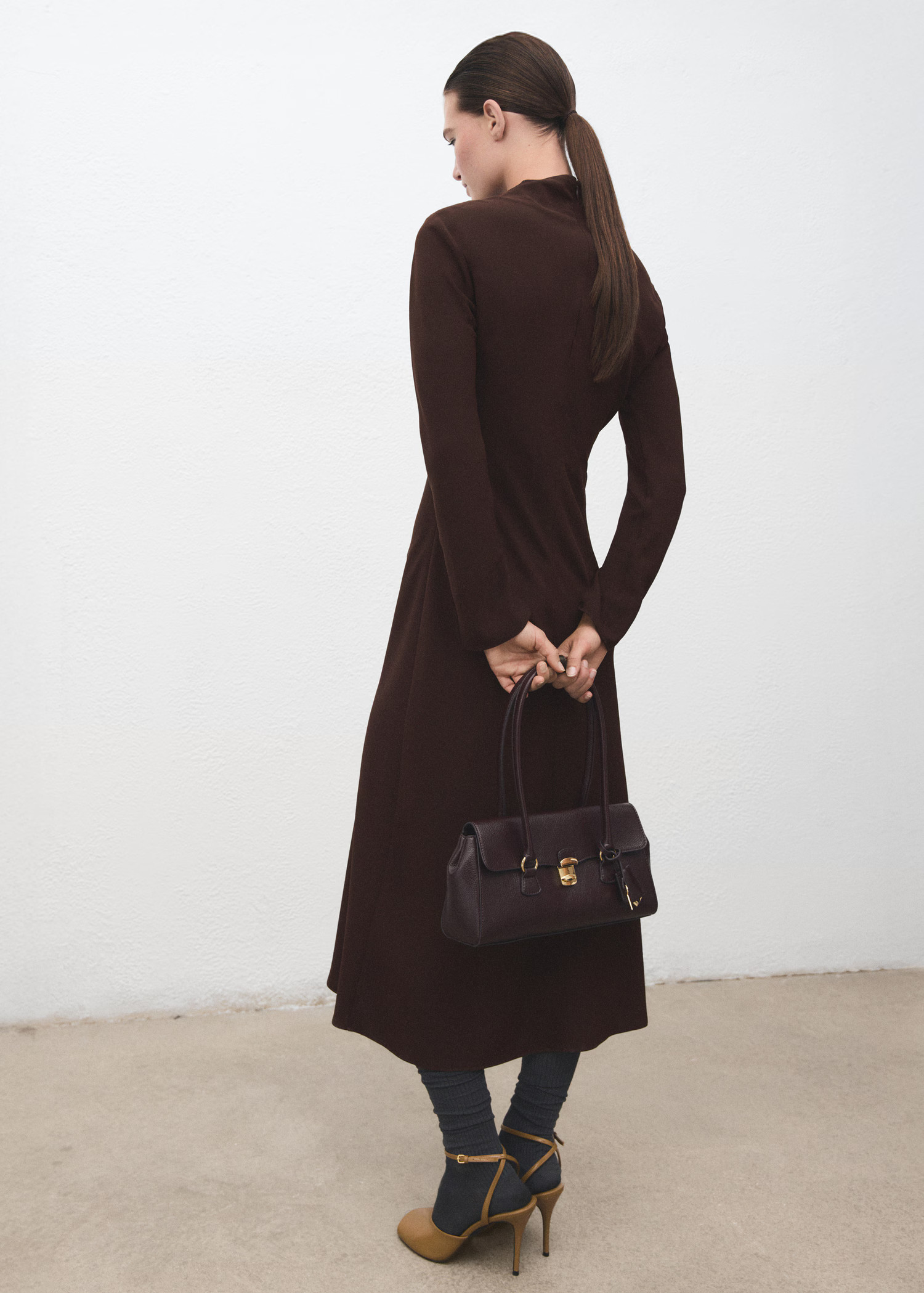 Ruched dress with draped neckline - Women | MANGO USA | Mango (US/MX/AU)