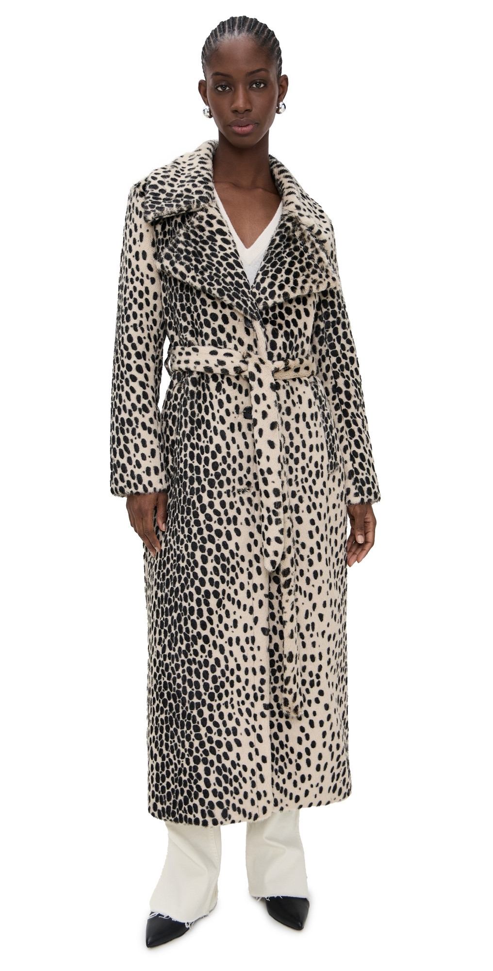 Avec Les Filles Maxi Oversized Belted Faux Fur Coat Black Cheetah M | Shopbop