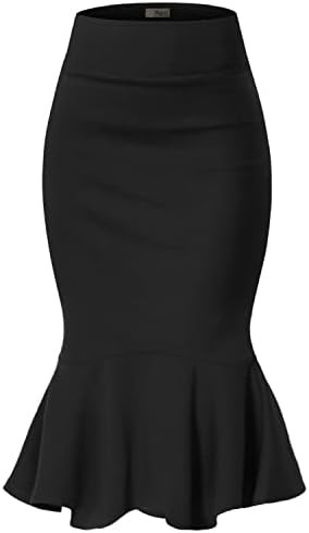 Hybrid & Company Womens Premium Nylon Ponte Stretch Office Fishtail Pencil Skirt High Waist Made ... | Amazon (US)