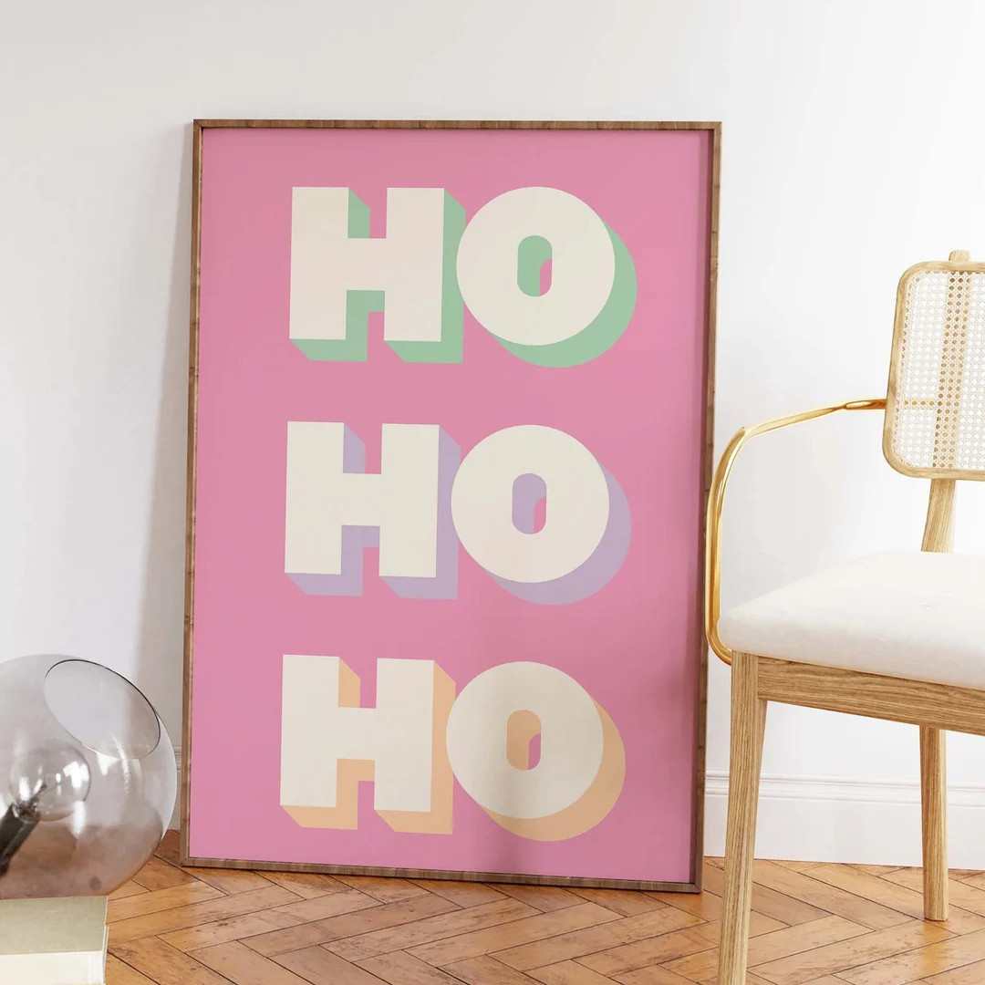 Pastel Ho Ho Ho Print Digital Art Download Trendy Pink - Etsy | Etsy (US)