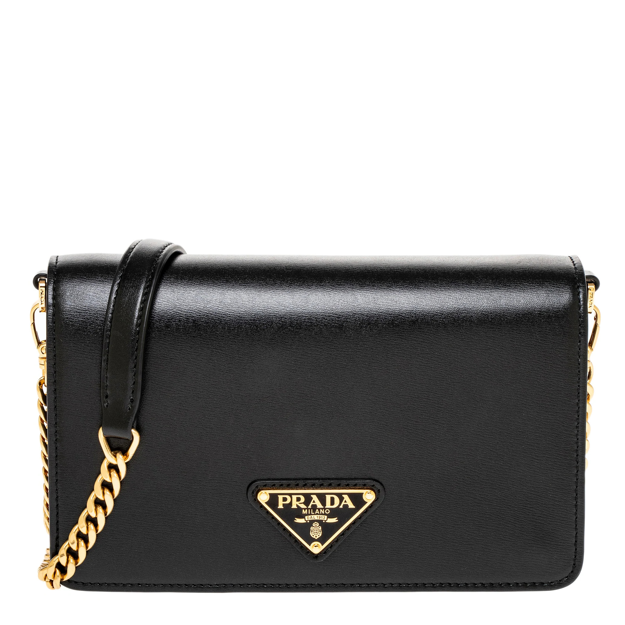 Prada Leather Flap Shoulder Bag - Black | Overstock