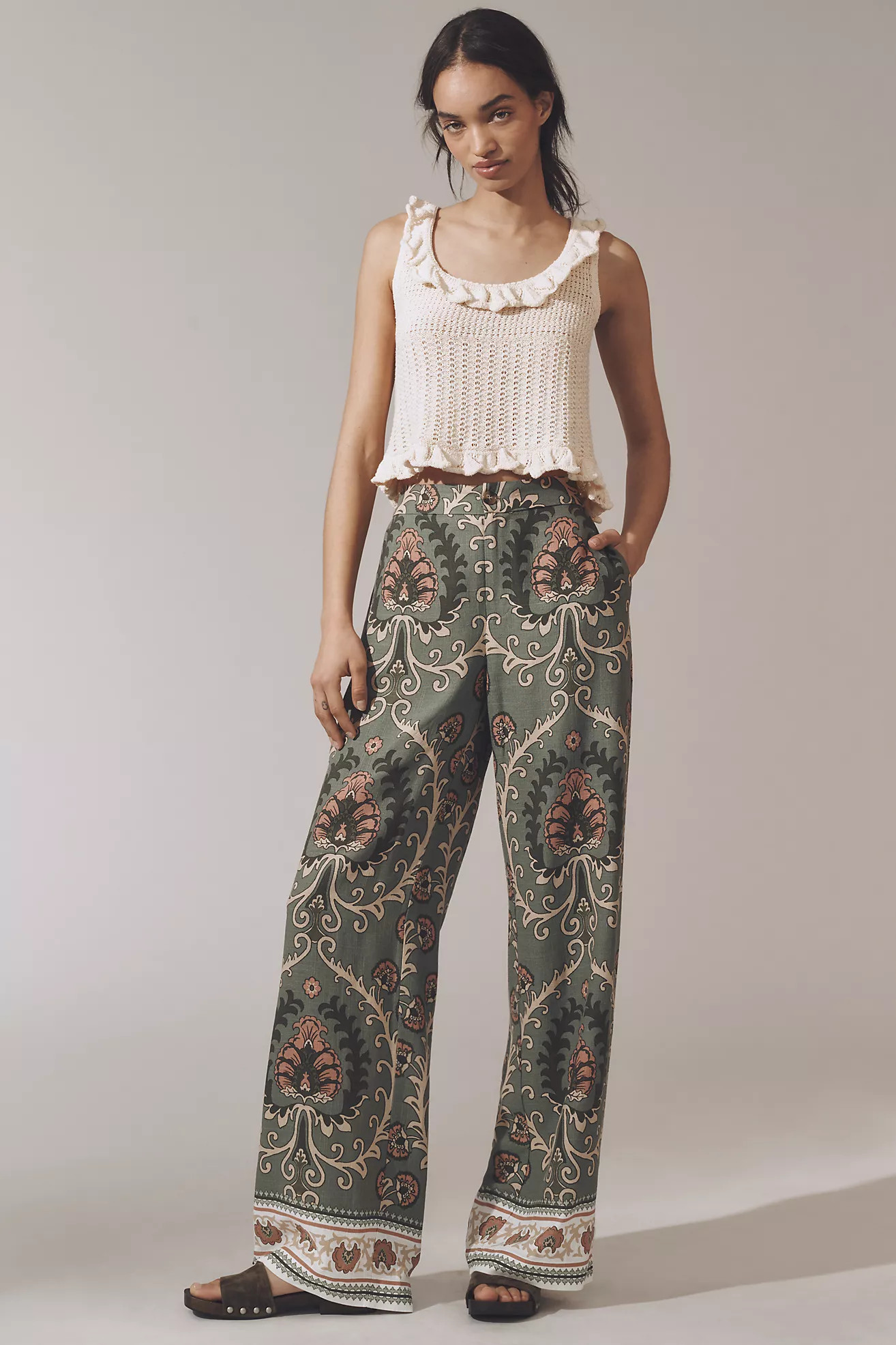 Sanctuary The Soft Printed Linen Blend Trouser Pants | Anthropologie (US)
