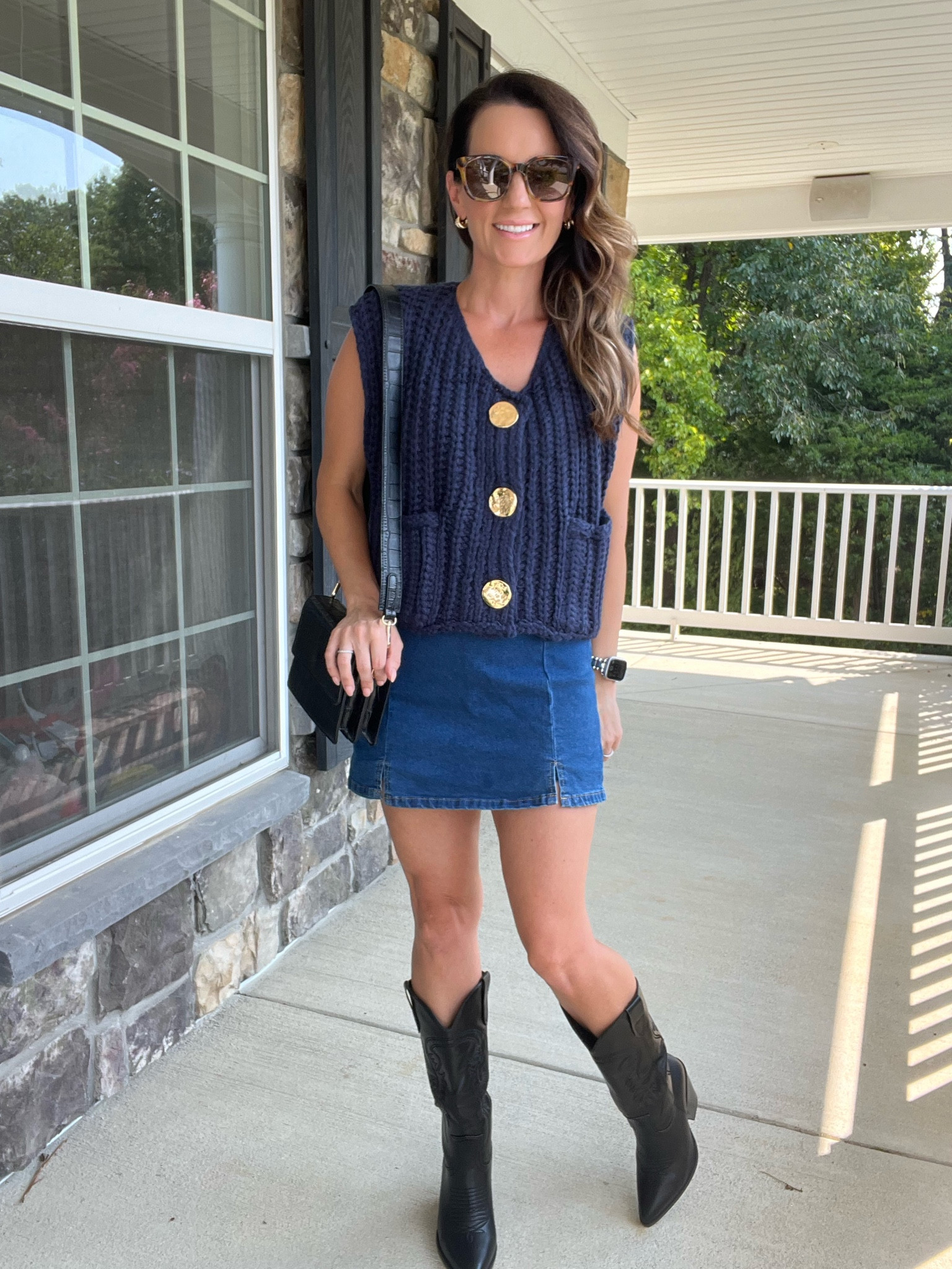 Head to toe in Amazon 
Skort size S
Sweater size small
Boots 6.5
Bag Amazon 
Sunglasses Amazon too 

#LTKStyleTip #LTKFindsUnder50