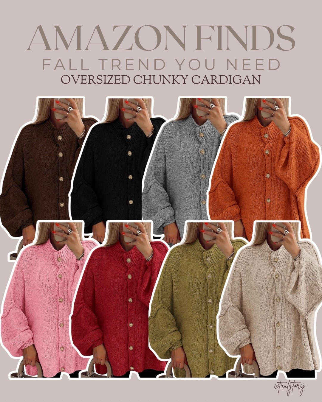AMAZON FALL FIND! 🍂🤎 Say CARDI to shop!

Okayyy this oversized chunky cardigan is SO GOOD! 😍 I’m loving the chunky knit, oversized fit + those cute statement buttons! And it comes in SO many colors! 👏🏼

This is exactly the kind of cozy fall layer I want to throw on with jeans, leggings, skirts… literally EVERYTHING. 😂🤎🍂

And tell me you’re not grabbing at least one of these colors?! 👀 Which one is your favorite?!

#AmazonFinds #AmazonFashion #AmazonStyle #FallFashion #FallOutfits

Amazon fall finds, Amazon fall fashion, oversized cardigan, chunky knit cardigan, chunky sweater, oversized sweater, women’s cardigan, cozy fall sweater, fall fashion finds, affordable fall fashion, Amazon clothing finds, trendy Amazon finds, fall outfit ideas, cozy fall outfits

#LTKootd