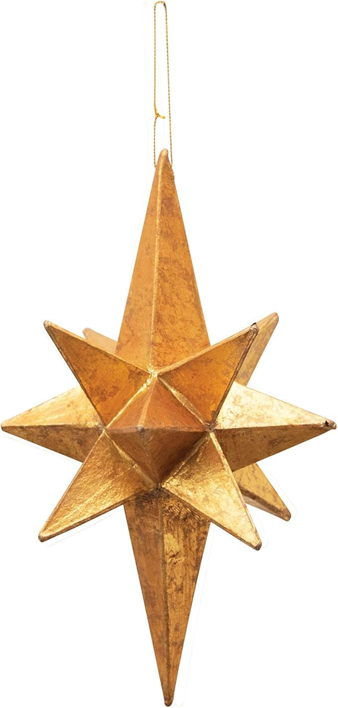 Creative Co-Op 9-1/2"H Handmade Paper Mache Star, Gold Finish (Each One Will Vary) Ornaments, Mul... | Amazon (US)
