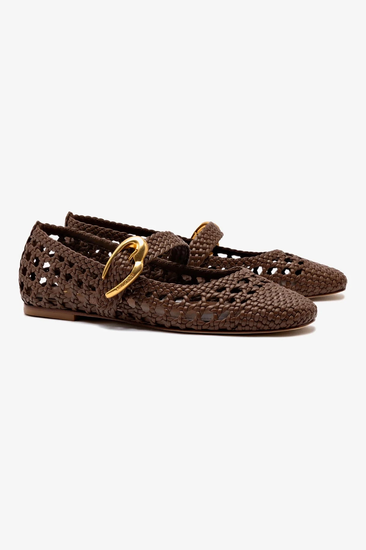Verona Macrame Ballet Flat In Burnt Umber Leather | Larroude