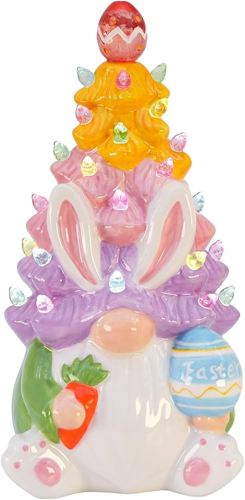 Timer - Easter Decorations for Home - Light up Easter Bunny Decor Spring Gnome Ceramic Tree Decor... | Amazon (US)