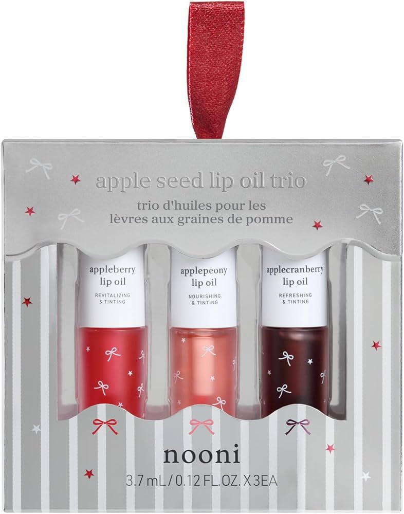 NOONI Korean Lip Oil Stain Set - Appleseed Lip Oil Trio | 2025 Holiday Ribbon Limited Edition, Ko... | Amazon (US)