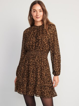 Waist-Defined Printed Smocked Mini Dress for Women | Old Navy (US)