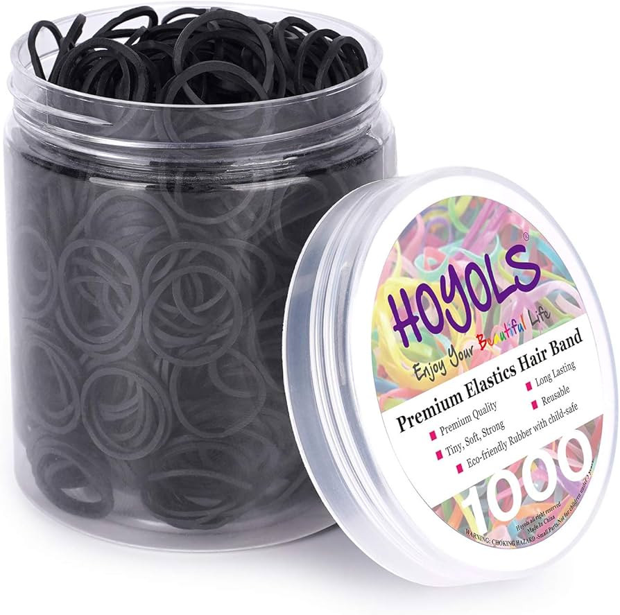 HOYOLS 1/2 Inch Small Black Rubber Bands for Hair Ties Elastics Mini Toddler Braids Ponytail Hold... | Amazon (US)