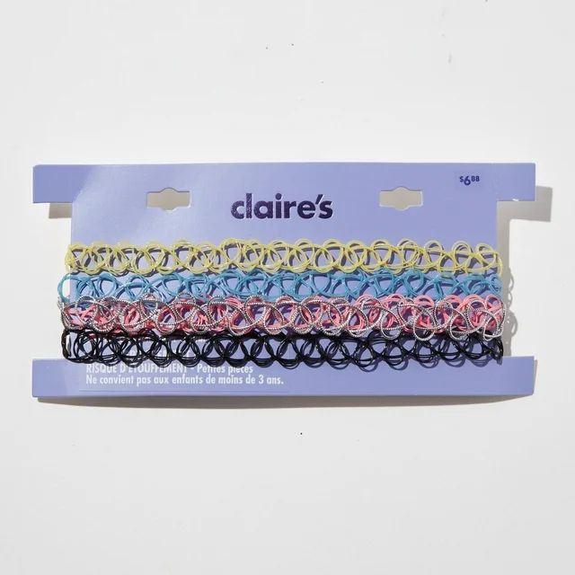 Claire's Girls Neutral Neon Chocker Necklace, 5-Pack, 65365 | Walmart (US)