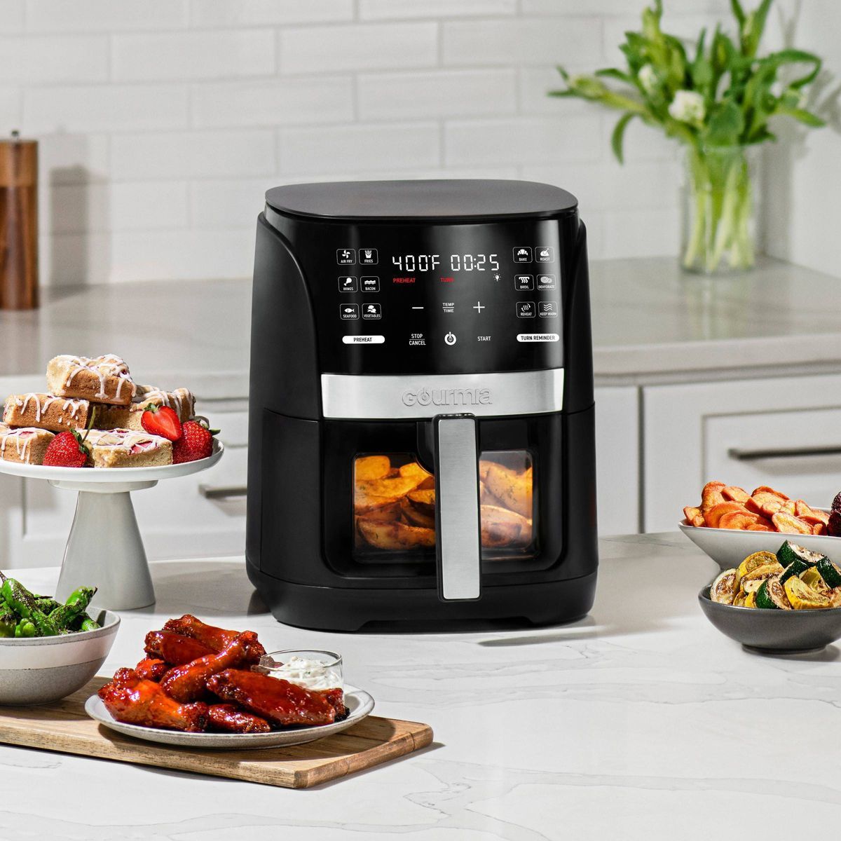 Gourmia 6-Qt Digital Window Air Fryer with 12 Presets & Guided Cooking Black | Target