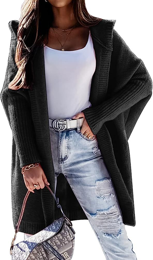 PRETTYGARDEN Women's Causal Open Front Cardigan Soft Hoodie Oversized Knit Sweaters | Amazon (US)