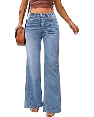 luvamia 2024 Wide Leg Jeans for Women High Waist Stretchy Classic Baggy Flare Jeans Denim Pants | Amazon (US)