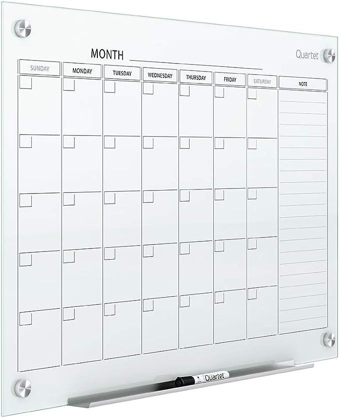 Quartet Magnetic Whiteboard Calendar, 3' x 2', Glass Dry Erase White Board Planner for Homeschool... | Amazon (US)
