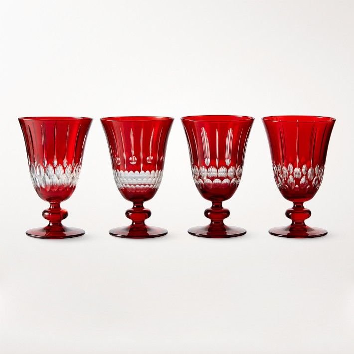 Wilshire Jewel Cut Red Mixed Goblets, Set of 4 | Williams-Sonoma