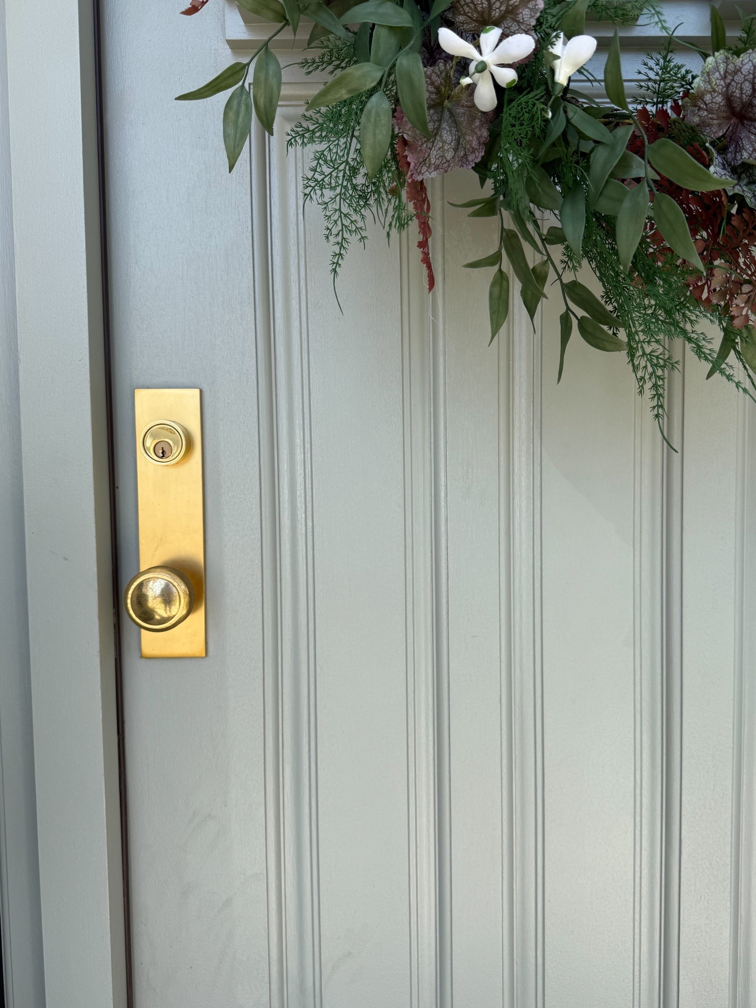 This brass door hardware is such a small detail that makes a big impact on the overall look of an entry. The warm tone stands out beautifully against the soft painted door and adds just the right amount of contrast and polish. It’s one of those classic finishes that instantly elevates the space without needing anything extra.

brass door hardware, front door knob ideas, exterior door hardware, polished brass finish, classic entryway details, front door styling ideas, timeless home exterior, curb appeal upgrades, neutral exterior design, entryway hardware inspiration, elevated home details girlonthehudson

#LTKHome #LTKSeasonal