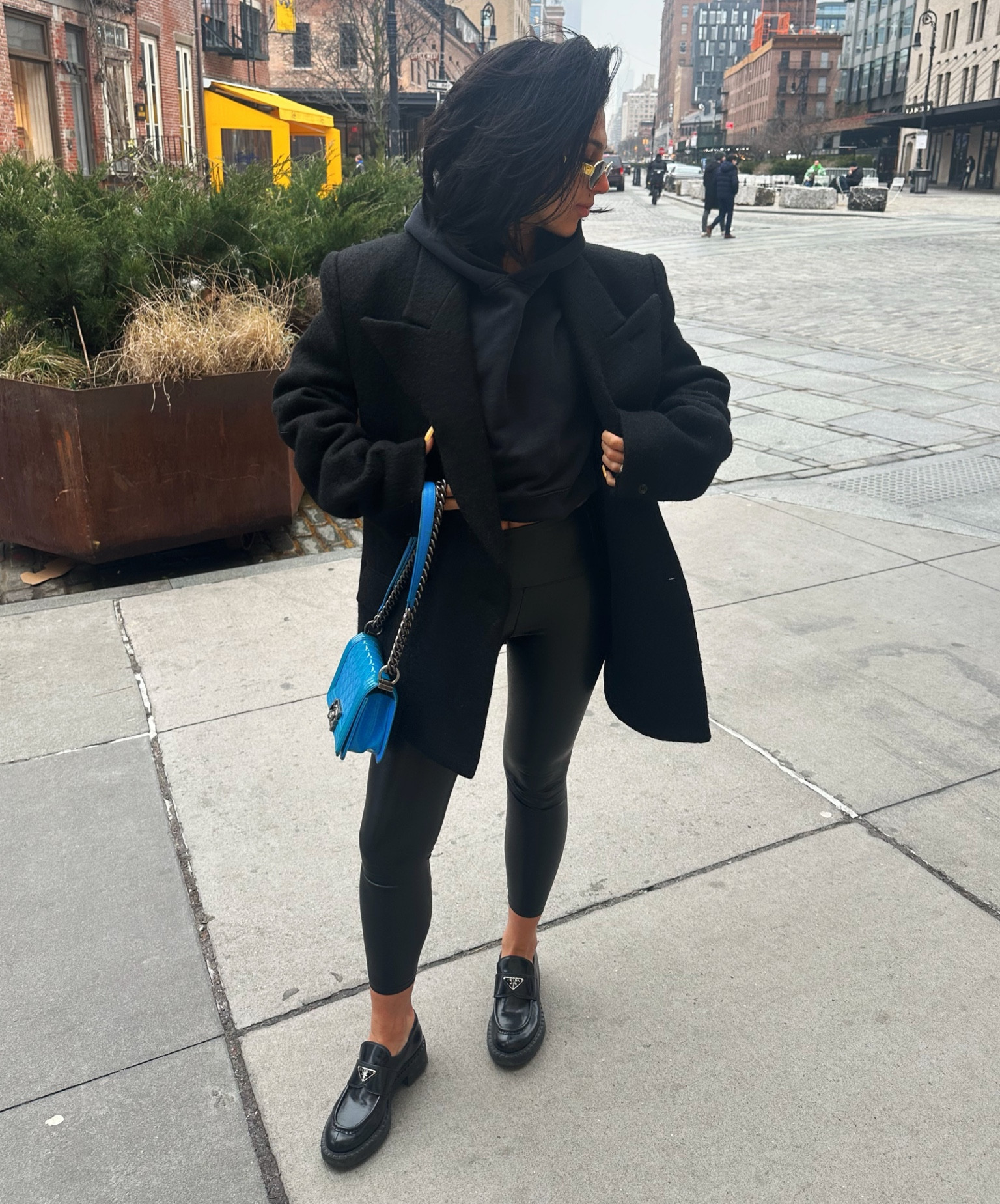 The perfect Frankie Shop black oversized blazer for this rainy spring day work ootd!  Aritzia leather leggings are on sale now 🫶

#LTKworkwear #LTKsalealert #LTKstyletip