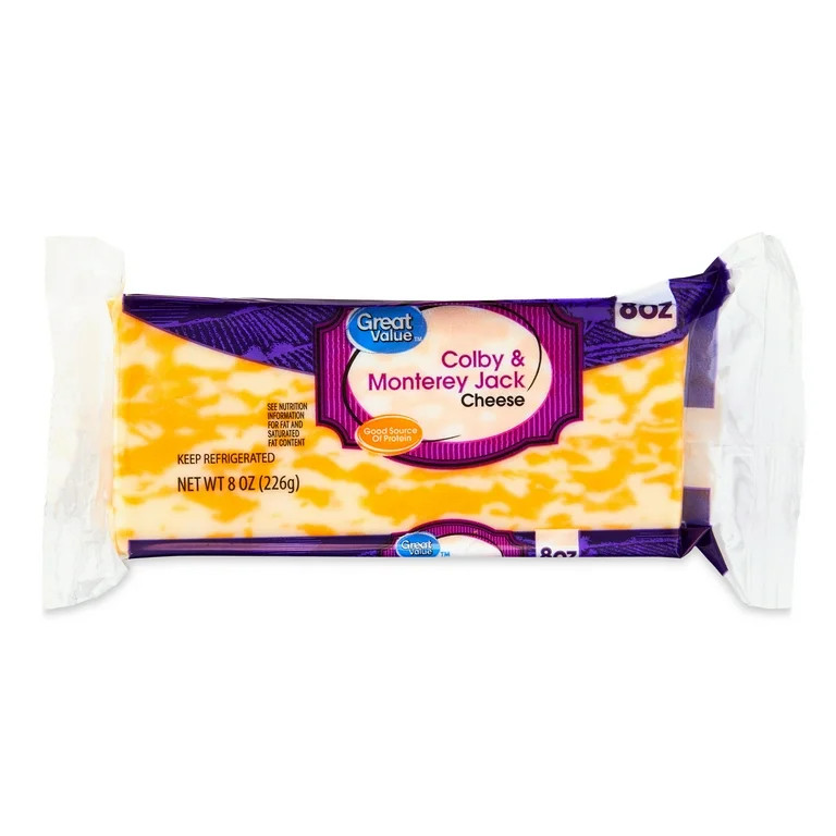Great Value Colby & Monterey Jack Block Cheese, 8 oz Chunk | Walmart (US)