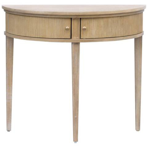 Crestview 36" Wide Reclaimed Wheat Demilune Console Table | Lamps Plus