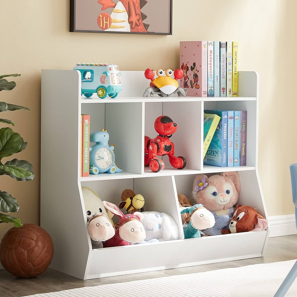 Kovhzcu Toy Storage Organizer with Bookshelf, 5-Cubby Children's Toy Shelf, Toy Storage Cabinet, ... | Amazon (US)