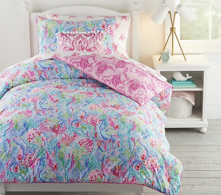 Lilly Pulitzer Reversible Mermaid Cove Comforter & Shams | Pottery Barn Kids