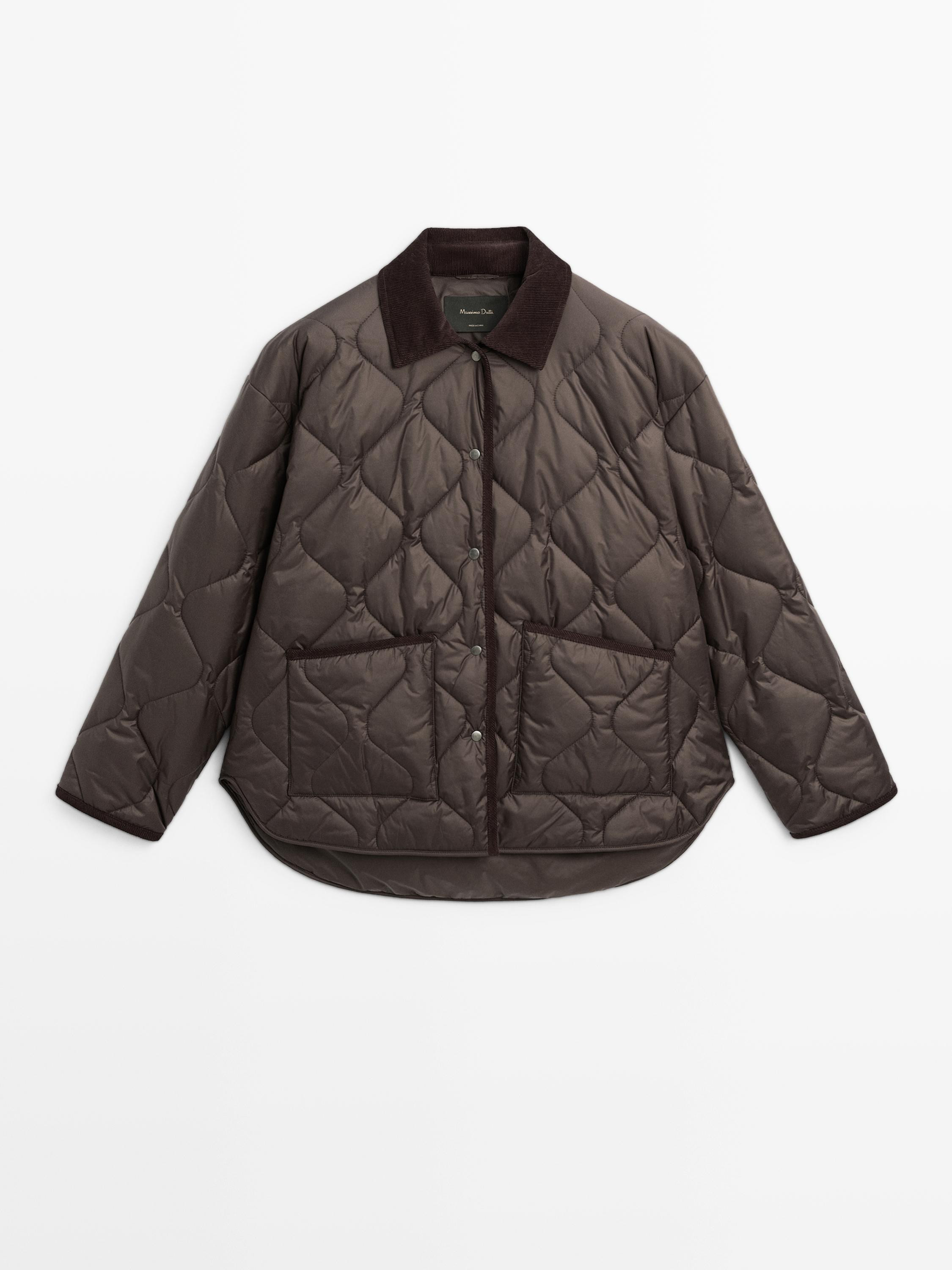 Puffer jacket with corduroy details | Massimo Dutti UK