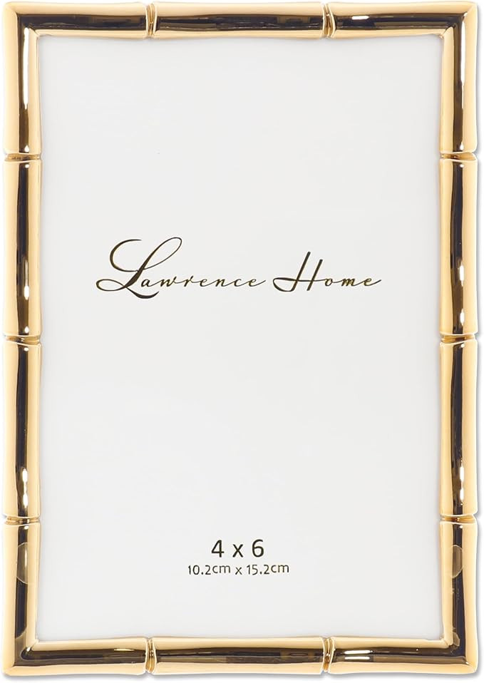 Lawrence 712246 4-Inch W x 6-Inch H Gold Metal Picture Frame with Bamboo Design | Amazon (US)