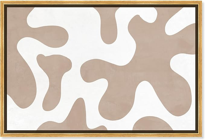 Art Remedy Le Splat Beige Canvas Boho Abstract Wall Art, Gold Frame, 15" x 10" | Amazon (US)