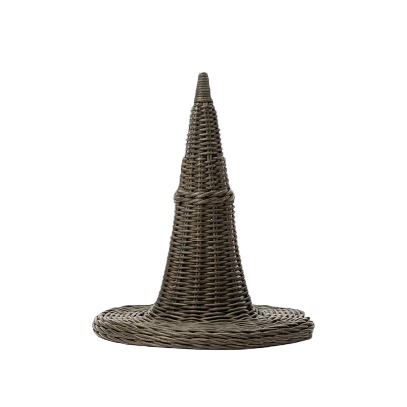QLUEWX 10.6" Rattan Woven Wizard Witch Hat Ornament, Freestanding Pointed Cone Hat Tabletop Decor... | Walmart (US)