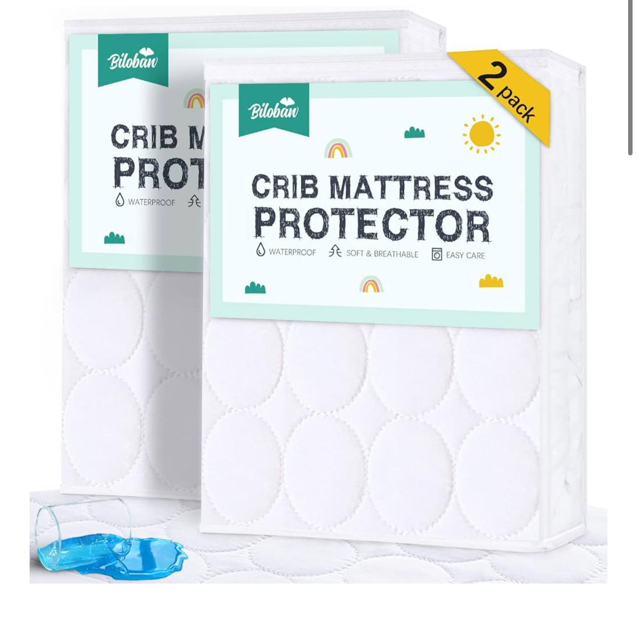 Crib Mattress Protector Sheets Waterproof 2 Pack, Quilted Crib Mattress Pad Cover Fitted Fits for Baby Toddler Bed Mattress

#LTKBaby