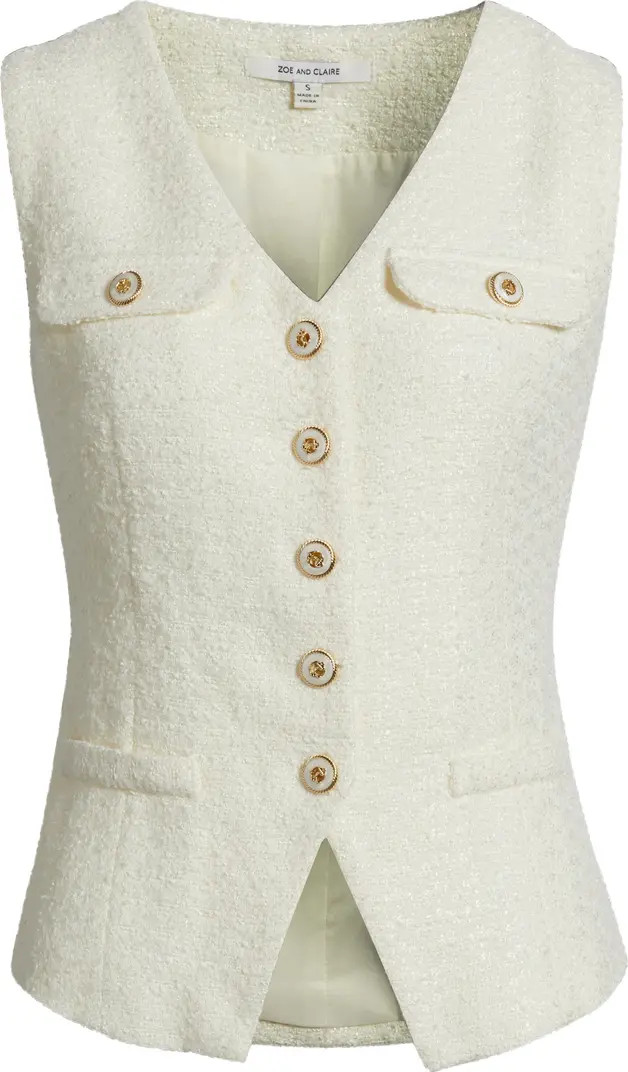 ZOE AND CLAIRE Tweed Button-Up Vest | Nordstrom | Nordstrom