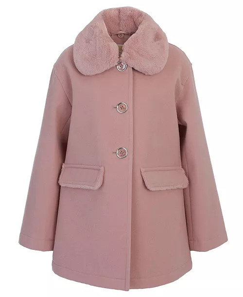 Big Girls Faux Wool Collar Jacket | Macy's