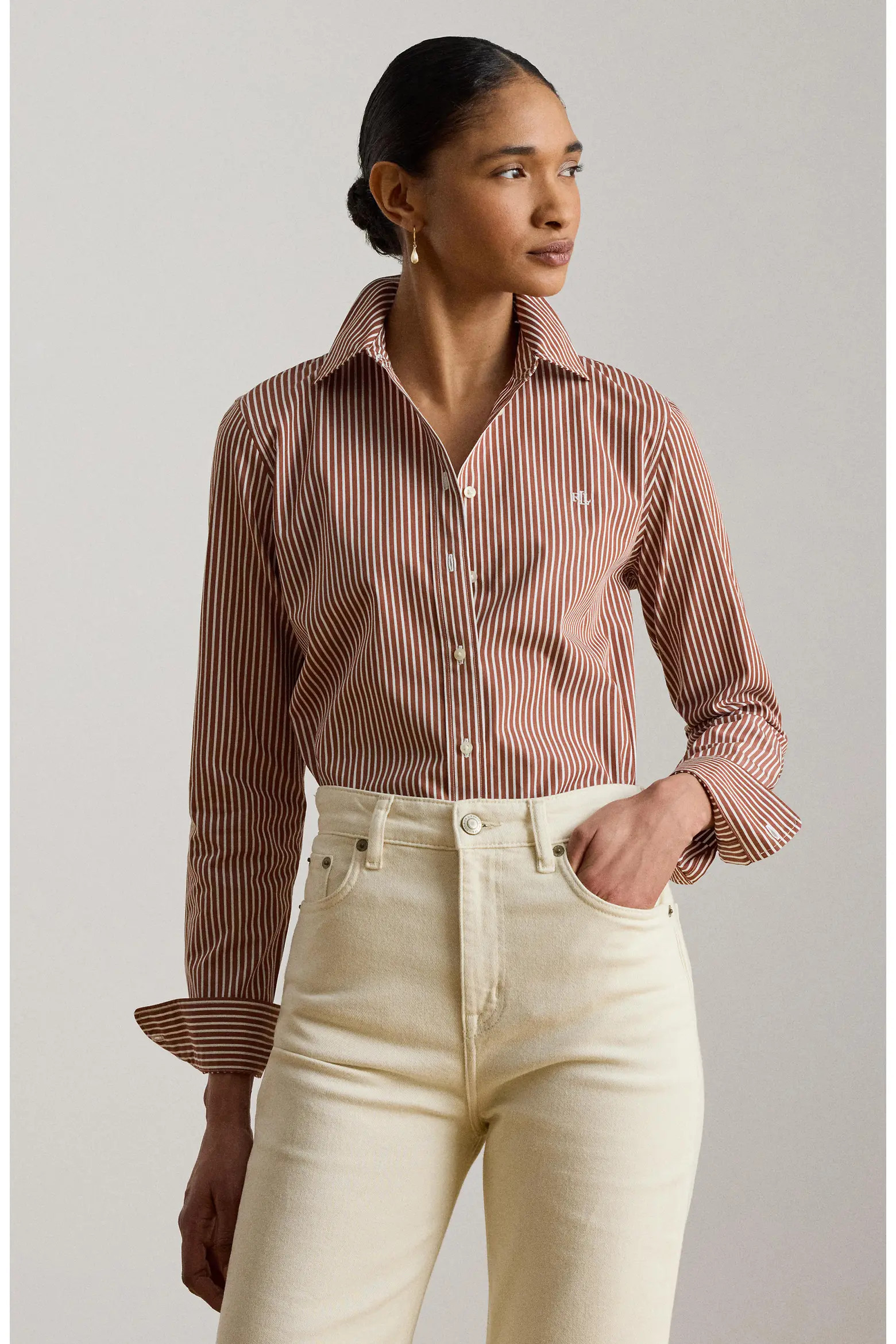Classic Fit Stripe Cotton Broadcloth Button-Up Shirt (Women) | Nordstrom | Nordstrom