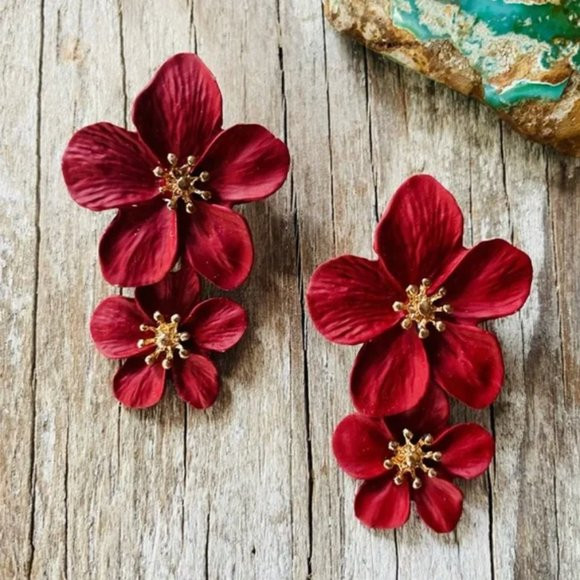 Anthro Blossom Earrings in Crimson | Poshmark