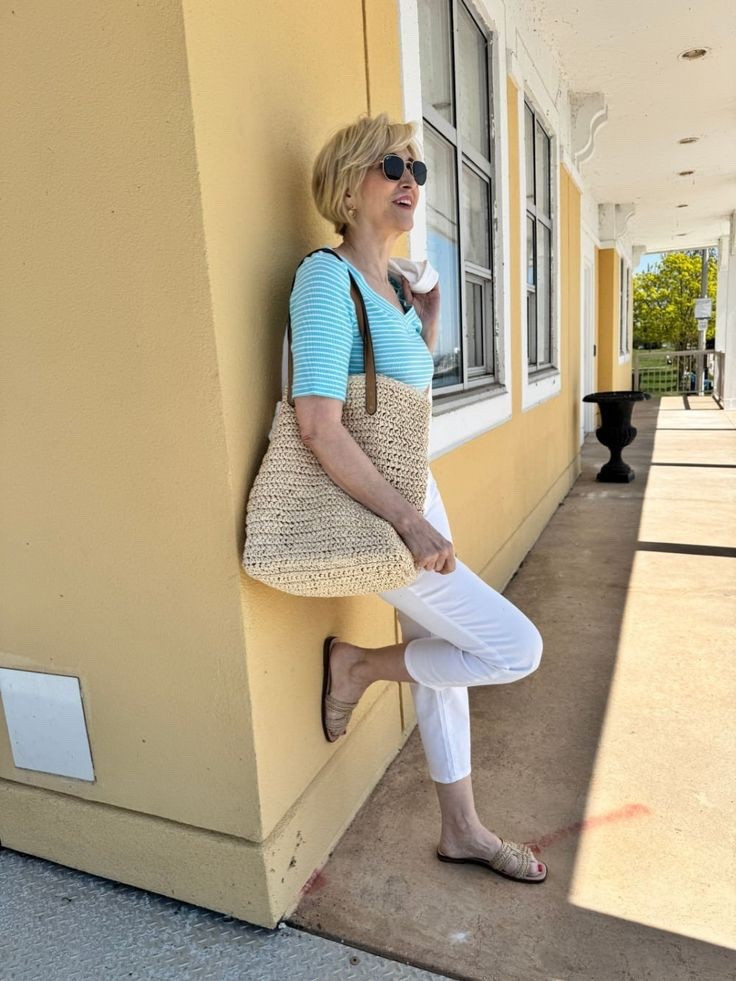Fresh, breezy, and beachy vibes 💙🤍
Loving this aqua blue striped elbow-sleeve shirt from Talbots—light, airy, and perfect with crisp white crops. Finished the look with raffia slides and a matching bag for an easy summer style that feels like a getaway.

#TalbotsStyle #Over40Fashion #CoastalChic #EffortlessSummerStyle #FreshAndPolished #FabulousAfter40 

#LTKStyleTip #LTKSeasonal #LTKOver40