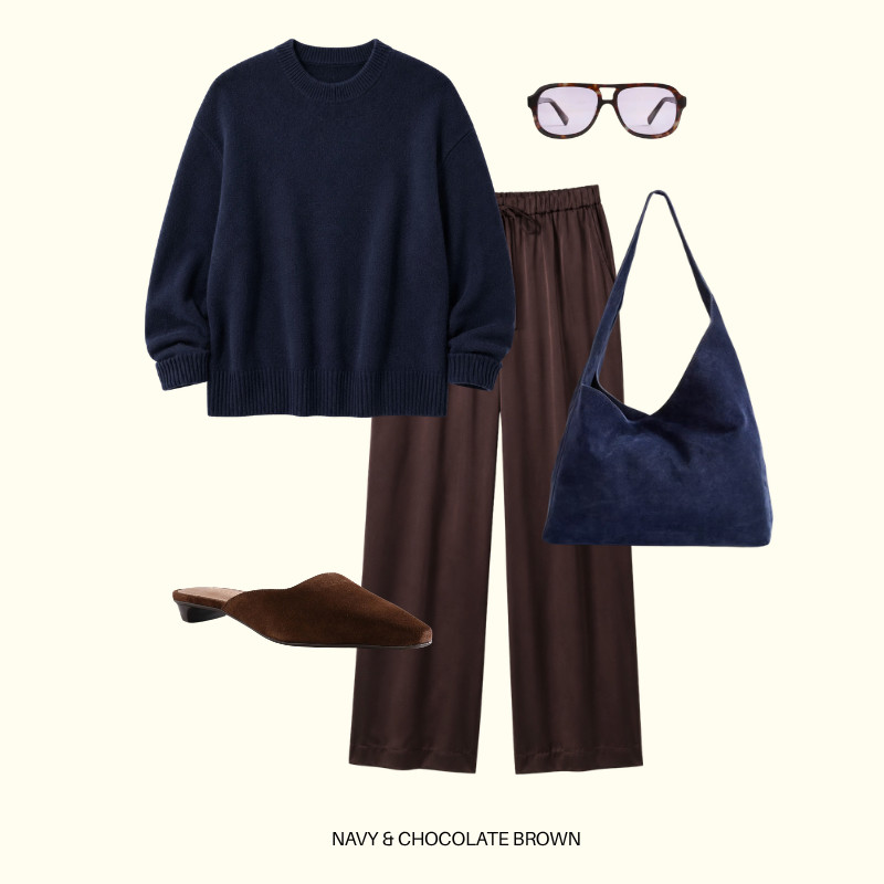 Can't wait to wear this combo this fall. Navy + brown are perfect together.