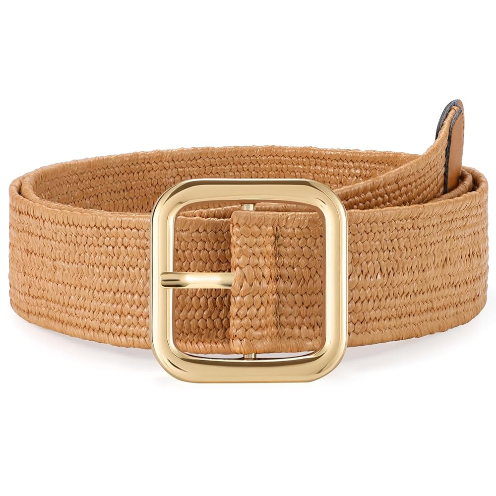 XZQTIVE Straw Woven Elastic Belt for Women Stretch Waist Belt for Dress Boho Raffia Ladies Belt w... | Amazon (US)
