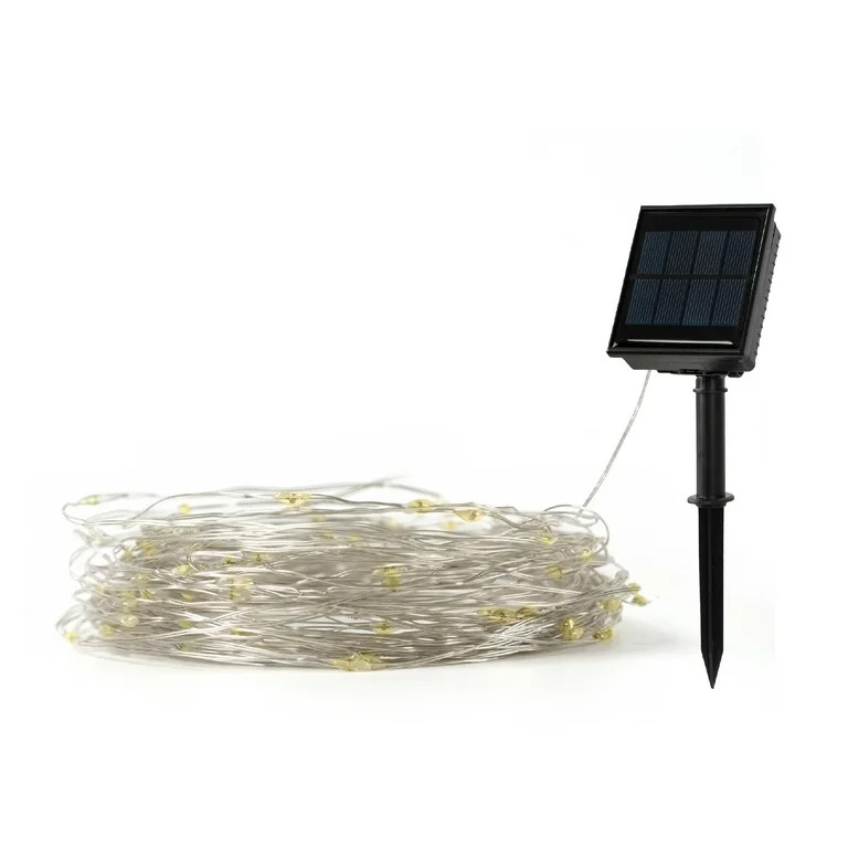 Mainstays Solar Power 200-Count Warm White Fairy LED Wire String Lights Garden Decorative | Walmart (US)